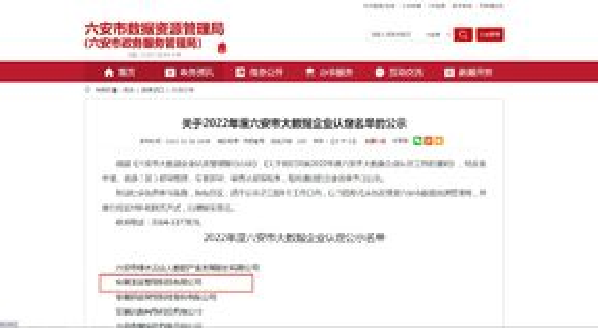 龙运智能被认定为“2022年度六安市大数据企业”